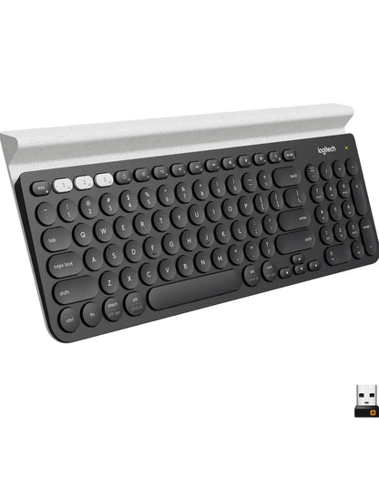 Logitech K780 Multi-Device Draadlose Sleutelbord vir Rekenaar, Foon en Tablet – FLOW Kruisrekenaarbeheer Versoenbaar – Spikkels, Wit