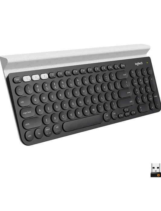 Logitech K780 Multi-Device Draadlose Sleutelbord vir Rekenaar, Foon en Tablet – FLOW Kruisrekenaarbeheer Versoenbaar – Spikkels, Wit