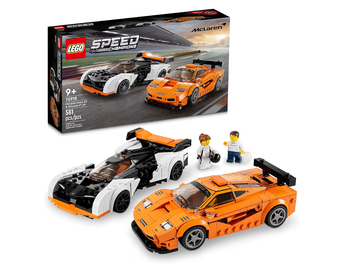 LEGO Speed Champions McLaren Solus GT & McLaren F1 LM 2 Ikoniese Resies-Hiperkar Modelboustel - Versamelbare Stel