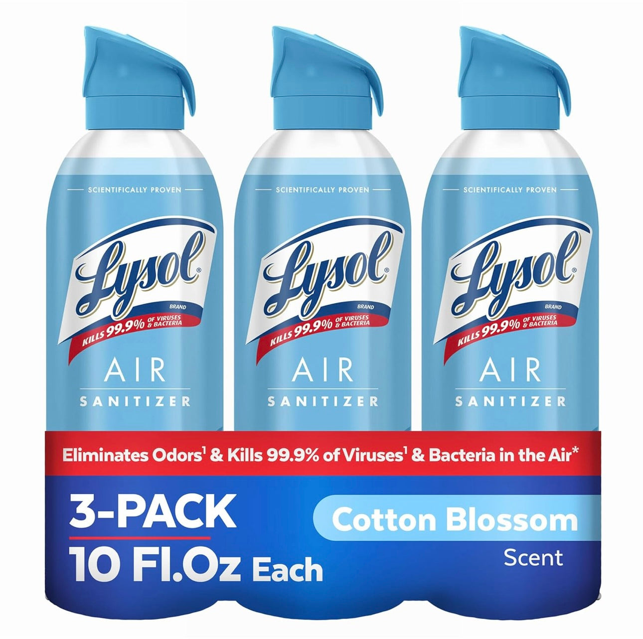 Lysol Lugontsmetting Spuitmiddel + Reukverwyderaar - Katoenbloeiselgeur, 10 oz (Pak van 3)