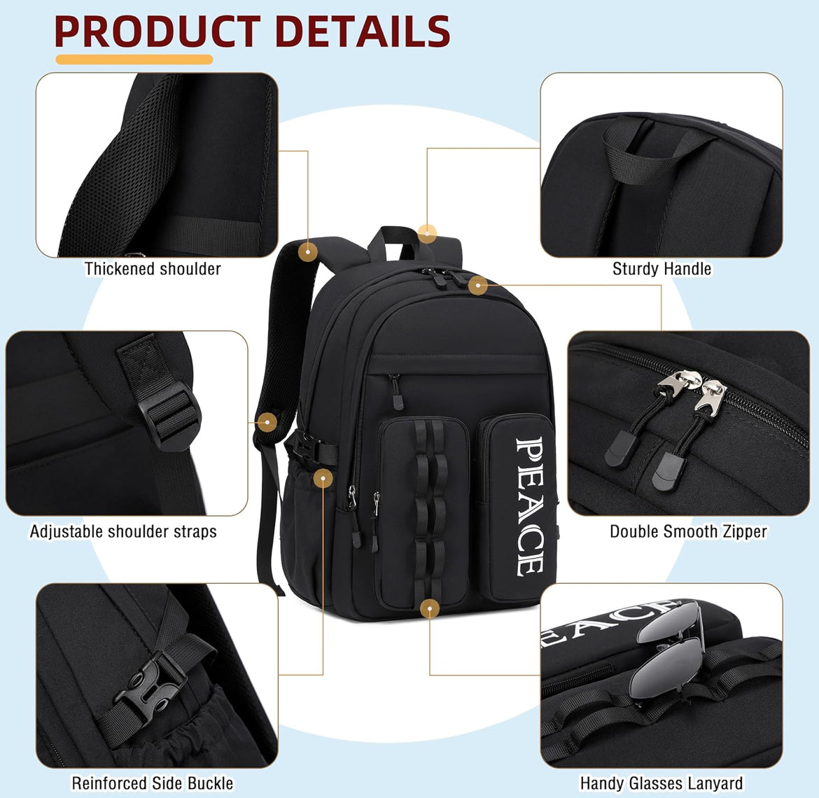 College Bookbag Laptop Backpacks 15.6 Inch Kids Elementary School Bag for Teens Girls Boys Water Resistant Sport Travel Back Pack Women Men Work Business Computer Rucksack Black