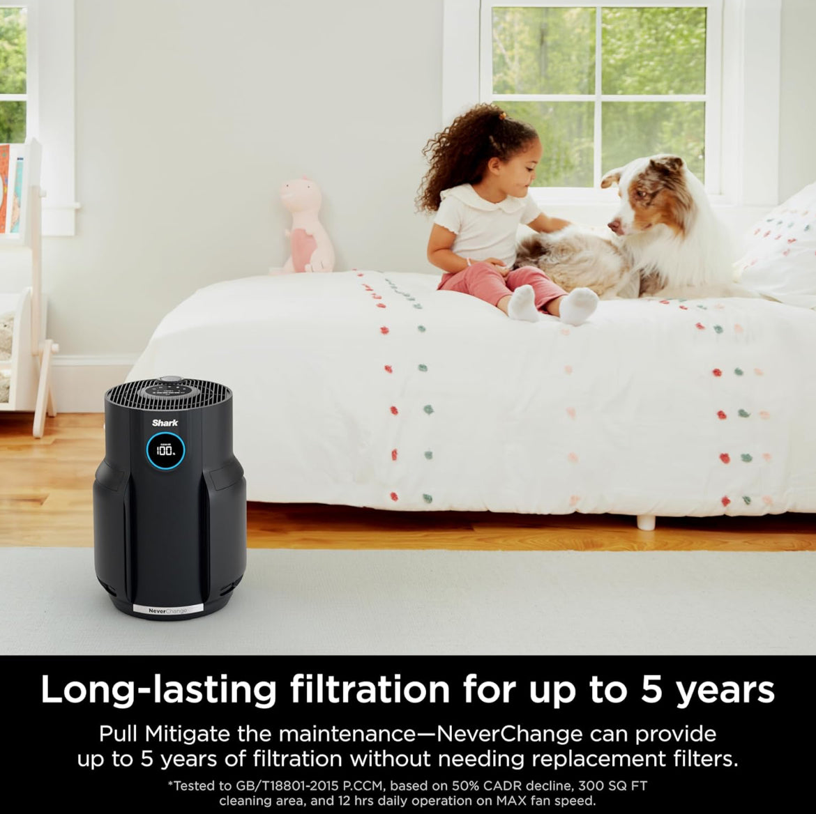 Shark Air Purifiers for Home Large Room w/  5 Year HEPA Filter Odor Neutralizer - Charcoal