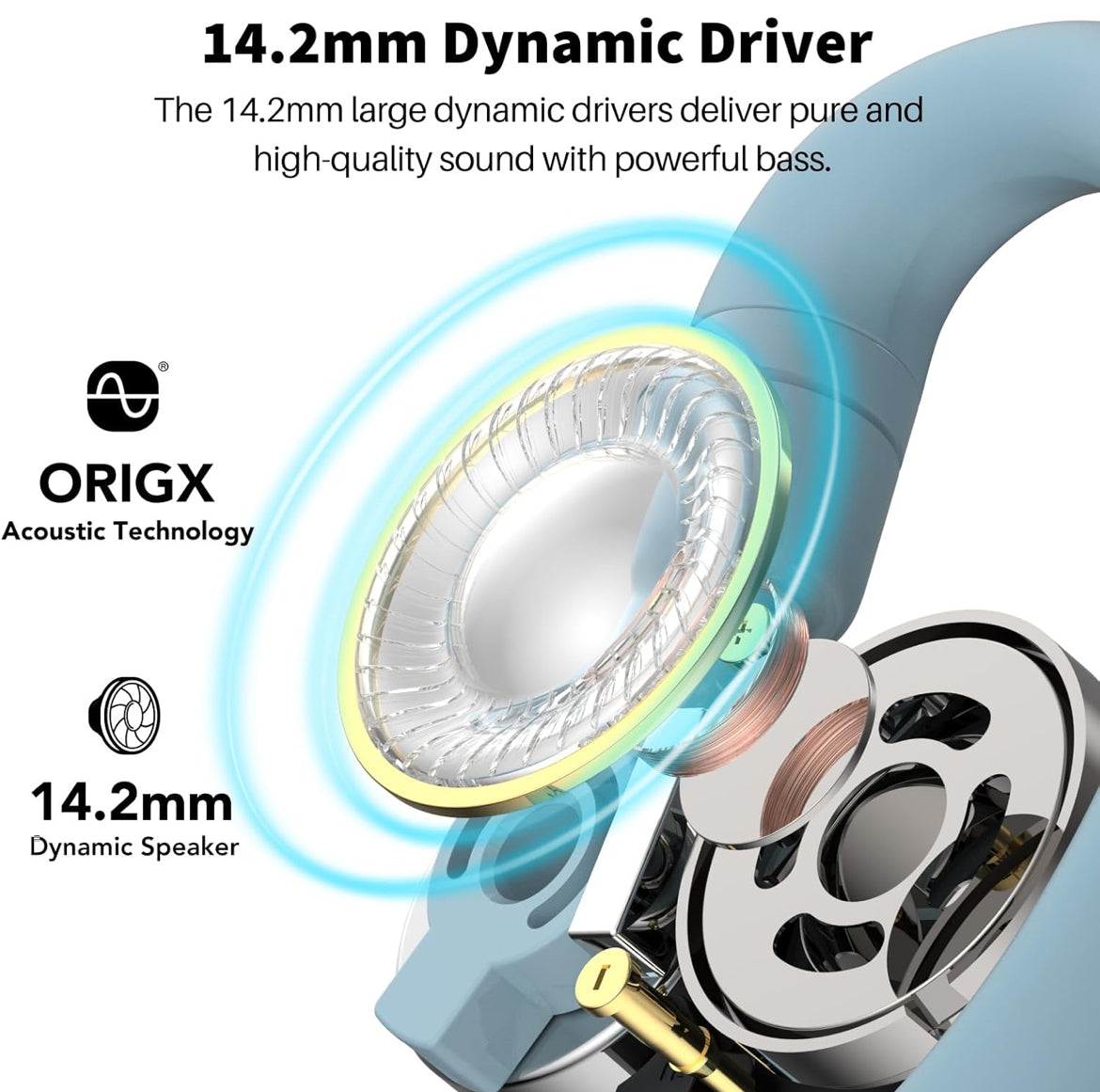 True Open Ear Wireless Lightweight w/ Multi-Angle, Dual-Axis Design for Long-Lasting Comfort - Blue