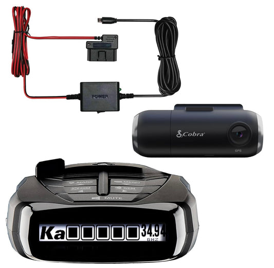 Cobra RAD 480i Radarverklikker & SC 201 Slim Streepkamera Langafstand Vinnige Radarbespeuring, Vol HD 1080P Video + 16GB SD Kaart, Ingeboude WiFi & GPS