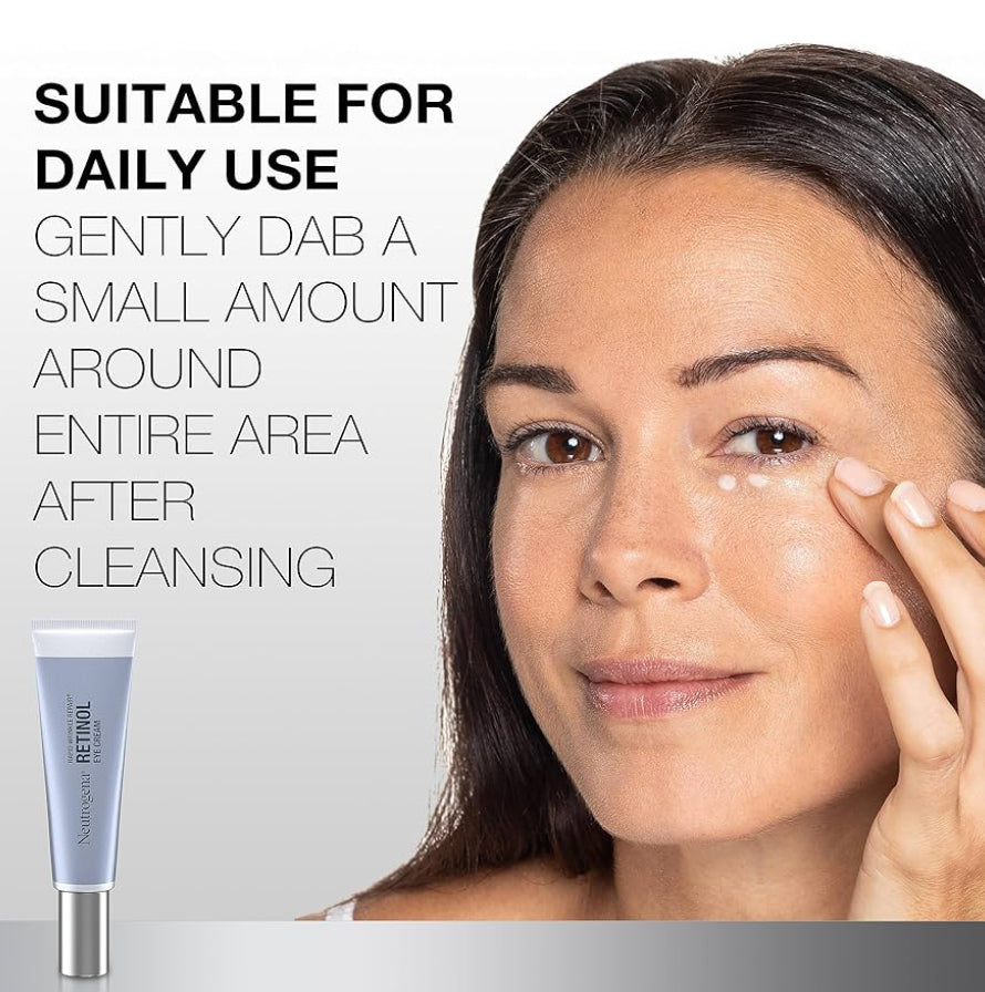 Neutrogena Rapid Wrinkle Repair Retinol-oogroom en hialuroonsuur om fyn lyntjies, plooie en donker kolle te beveg (0.5 fl. oz)
