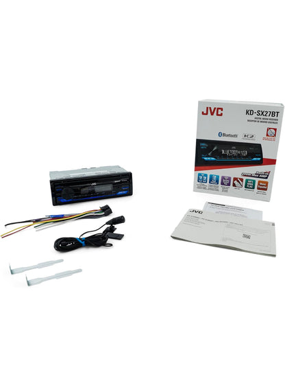 JVC KD-SX27BT Kar Stereo met Bluetooth, 100W Digitale Media-ontvanger, 1.5A USB om Toestelle te Laai, Enkel DIN Hoofeenheid, AM/FM, Aux-in, JVC Remote App