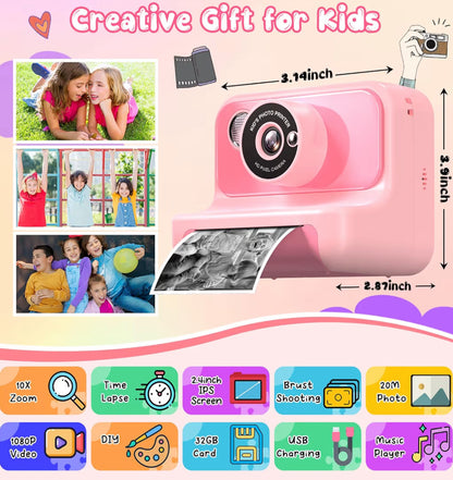 Kinders kitsdruk 1080P HD digitale videokamera m/ 32G kaart - (Ligpienk)