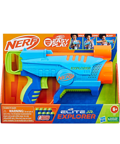 NERF Elite Junior Explorer Easy-Play Toy Foam Blaster, 8 Darts for Kids Outdoor Games, Ages 6 & Up