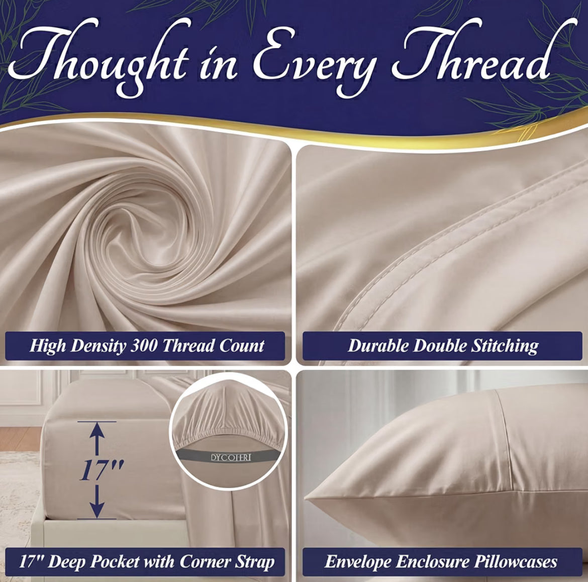 DECOLURE 100% Viscose Derived from Bamboo Sheets King Size - Luxury 4 Pc Naturally Cooling Sheets, Ultra Soft Bed Set - Deep 17" Pockets, Durable Double Stitching, Oeko Tex Standard (Taupe)