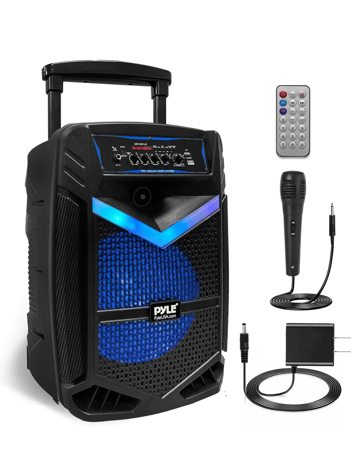 Rechargeable Portable Bluetooth 800W Outdoor Bluetooth Speaker PA System w/ 12” Subwoofer 1” Tweeter, Recording Function, Mic In Party Lights USB/SD Radio