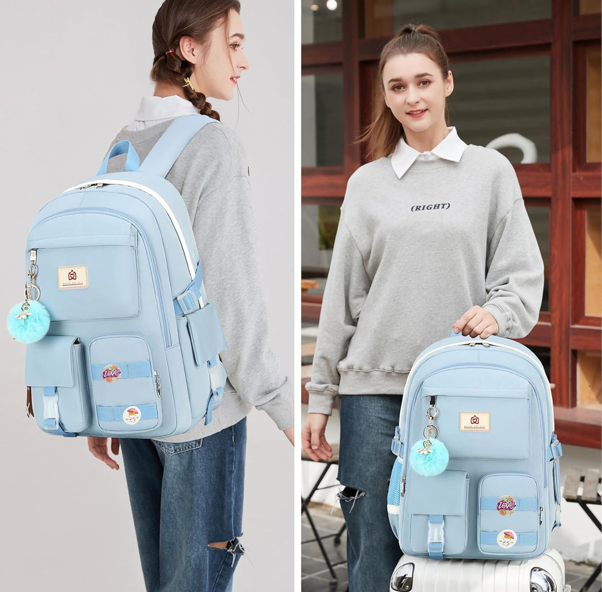 Backpack for girls Laptop Backpacks 15.6 Inch College Cute Bookbag Anti Theft Primary Elementary School Bag Casual Daypack for Teens Girl Women Students (Blue)