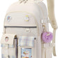 Backpack for Girls, 15.6 Inch Laptop School Bag Kids Kindergarten Elementary College Backpacks Large Bookbags for Teen Girl Women Students Casual Travel Daypacks (Beige)
