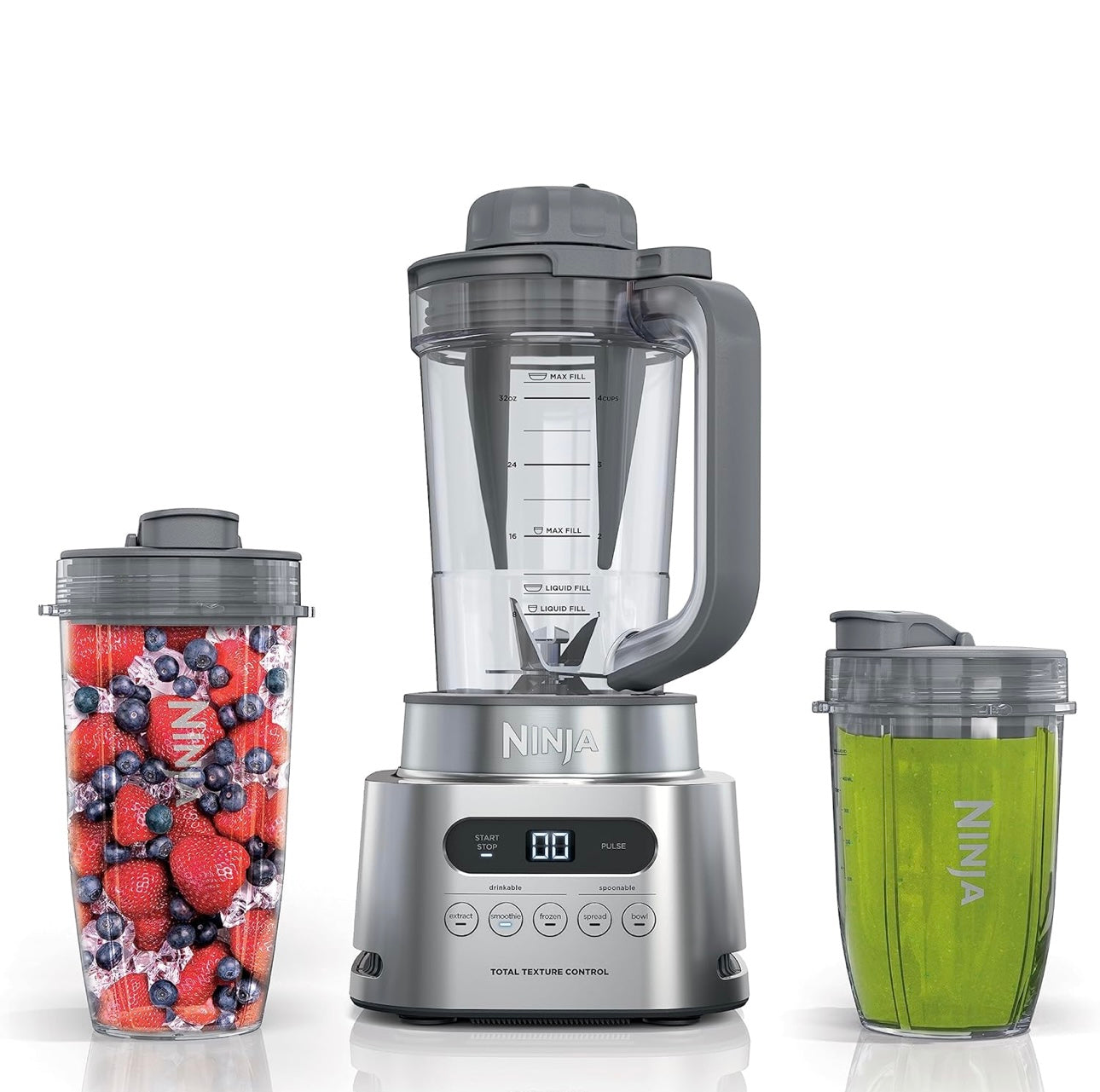 Ninja SS151 TWISTi Blender DUO, High-Speed 1600 WP Smoothie Maker & Nutrient Extractor* 5 Functions Smoothie-34-oz. Pitcher & (2) To-Go Cups - Gray