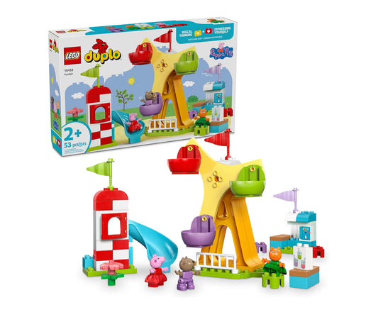 LEGO DUPLO Peppa Pig-kermis Kleuterspeelding - Sensoriese Speelding Met Peppa Pig Ontwikkel Kleursortering en Fynmotoriese Vaardighede