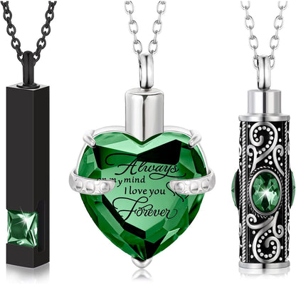 Elegante Vertikale Staaf-Veralgemeende Hart Kristal Vlekvrye Staal Gedenkhangertjie-Veralgemeende As-urn Halssnoer