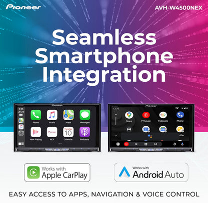 Pioneer AVH Series 7" Resistive Touchscreen Double Din Car Stereo Multimedia Receiver, Wireless Apple CarPlay, Android Auto, Bluetooth, CD/DVD, USB, Backup Camera, HD Radio, FLAC, Hi-Volt RCA