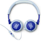 JBL Junior 320 - Wired on-Ear Kids Headphones Safe Sound (<85dB), Built-in mic, Fit for Kids and Customizable with Included Stickers (Blue)