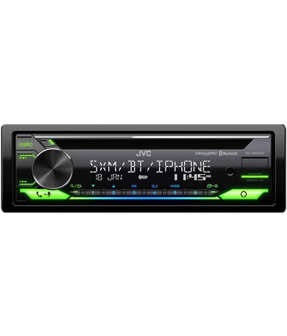 JVC KD-TD91BTS Bluetooth Motorradio-ontvanger met USB-poort – 2-reël LCD-skerm, AM/FM-radio – CD- en MP3-speler – Amazon Alexa-geaktiveer – Enkel-DIN – 13-band EQ (Swart)