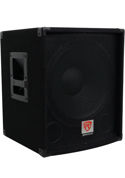 Rockville SBG1154 800 Watt Passiewe 4-Ohm Pro DJ Subwoofer, MDF/Paalmonteer, 15 duim