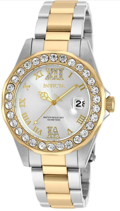 Invicta Women's Pro Diver Crystal Accented 18k Ion-Plated Quartz Watch Stainless-Steel Two Tone