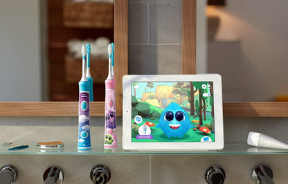 Philips Sonicare for Kids 3+ Bluetooth-gekoppelde Herlaaibare Elektriese Kragtandeborsel, Interaktief vir Beter Borsel, Turkoois, HX6321/02
