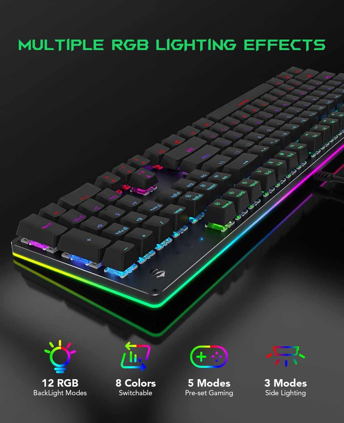 Black Shark RGB Mechanical Gaming Keyboard LED Backlit Wired Keyboard - NEW