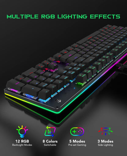 Black Shark RGB Meganiese Dobbel Sleutelbord LED Agterverligte Bedrade Sleutelbord - NUUT