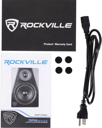 Rockville (2) DPM5C Dubbele Aktiewe 5.25" 300w Ateljee Monitors+Standaarde+Kussings