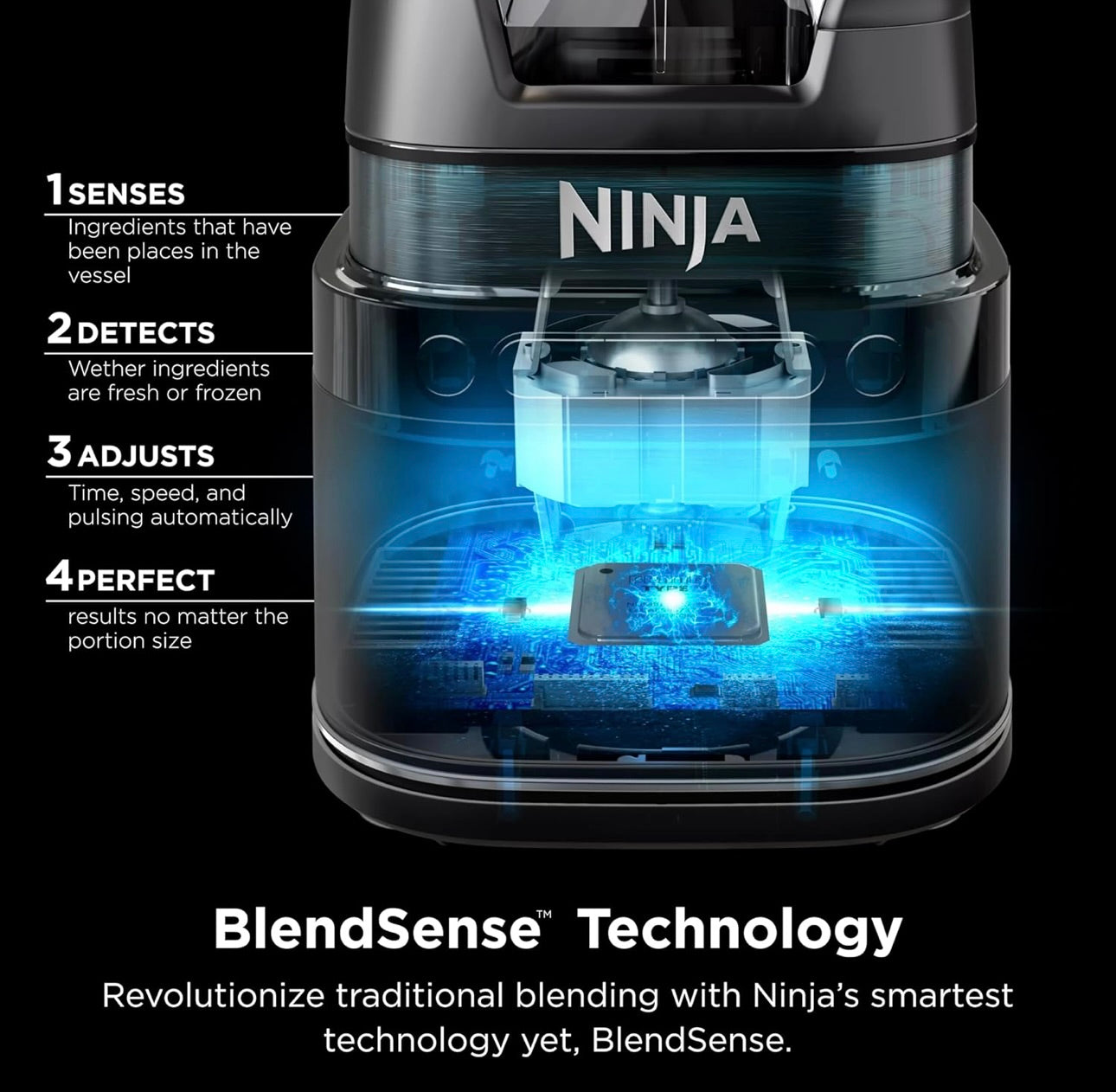 Ninja TB201 Detect Power Blender Pro, BlendSense Technology, For Smoothies, Shakes & More, 1800 Peak Watts, 72 oz. Pitcher, Blender - Black