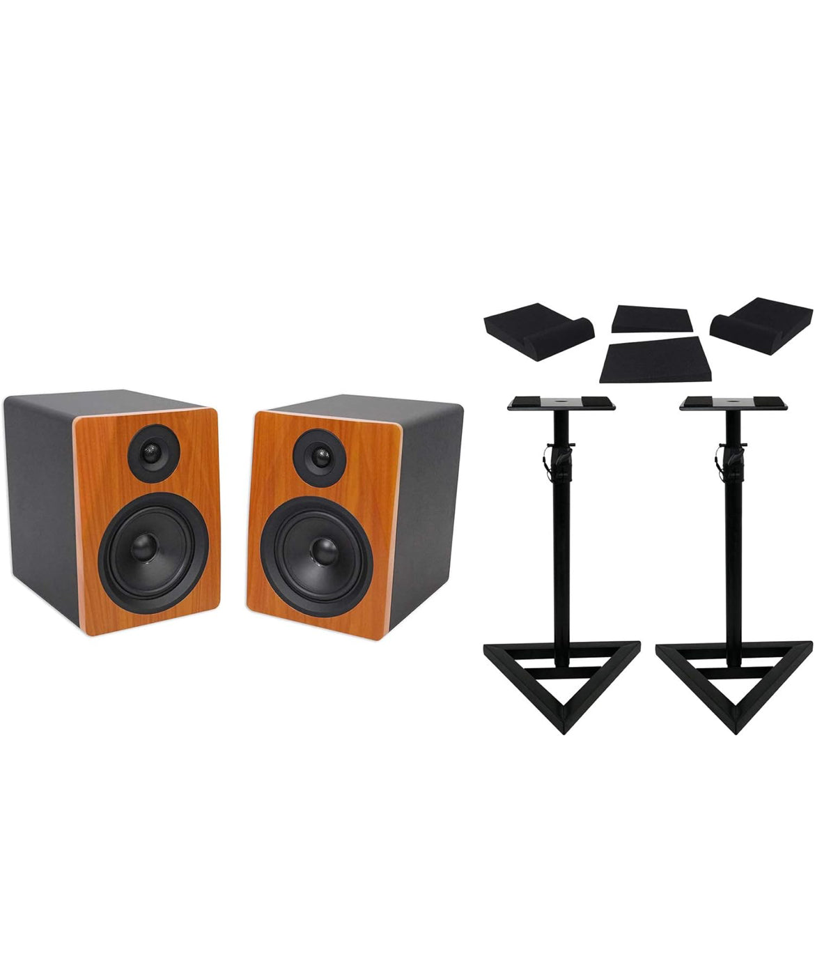 Rockville Pair APM6C 6.5" 2-Way 350 Watt Powered USB Studio Monitors+Stands+Pads