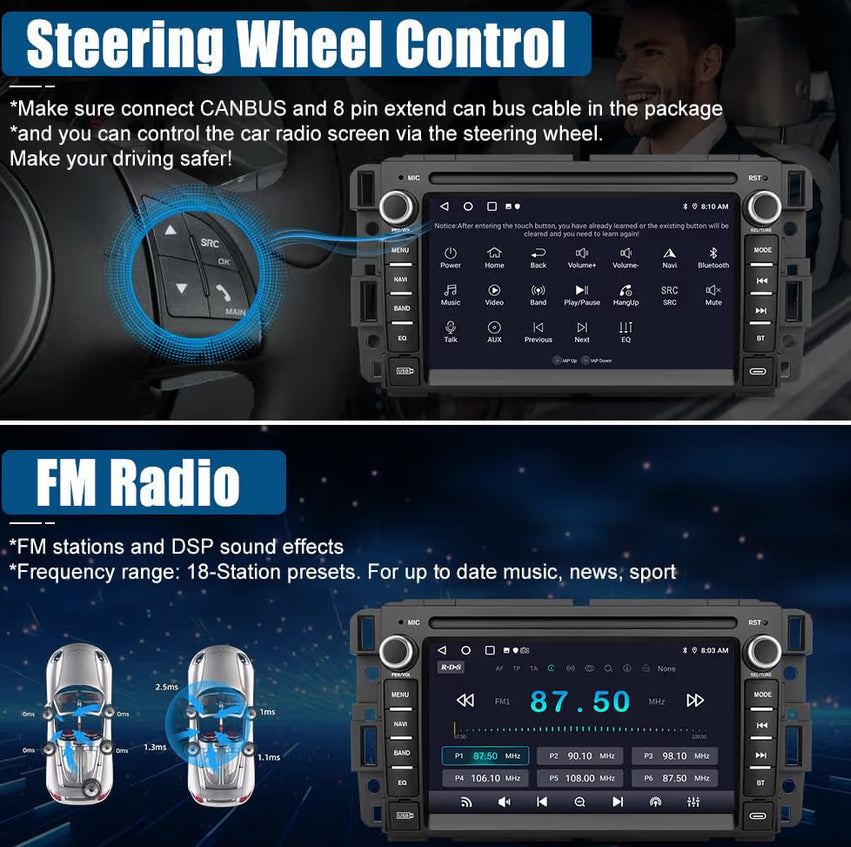 7" Touch Screen Car Stereo w/ GPS Navigation CarPlay Android Auto Multimedia Video Player - for Chevy Silverado GMC Sierra Yukon 2007-2013, Silverado Radio