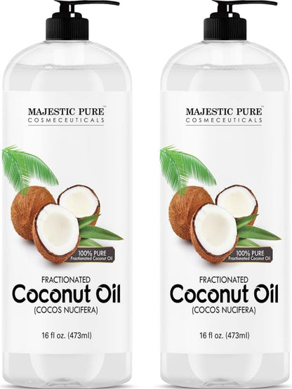 Suiwer Gefraksioneerde Kokosneutolie - Ontspannende Masseervloeistof, Vloeibare Draerolie vir die Verdun van Essensiële Olies - Vel-, Lip-, Liggaam- en Haaroliemvogroom en Versagmiddel - 16 fl oz (Pak van 2)