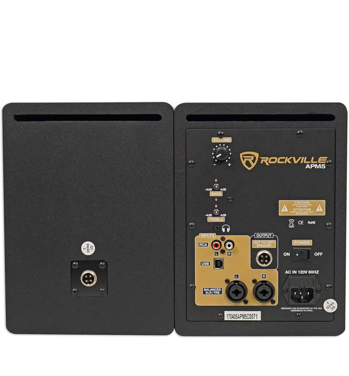 Rockville 5.25" 2-Way 250W Active/Powered USB Studio Monitor Speakers Pair (APM5C)