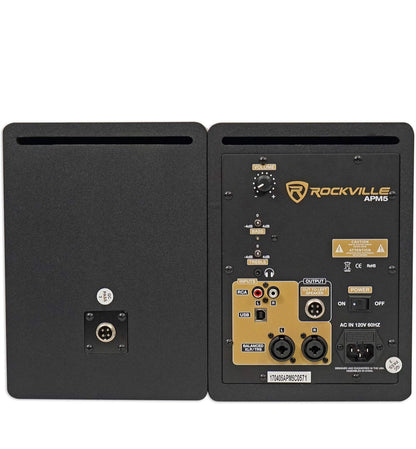 Rockville 5.25" 2-rigting 250W Aktiewe/Aangedrewe USB Studio Monitor Luidsprekerpaar (APM5C)