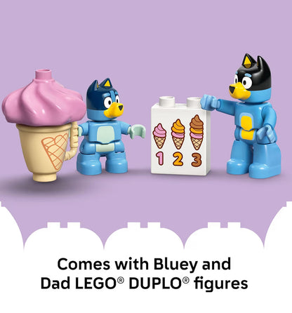 LEGO DUPLO Bluey Roomysreis met Bluey - Kleuterspeelding vir Kinders, Seuns en Dogters Ouderdomme 2+ - Sluit Figuur en Roomysstalletjie in