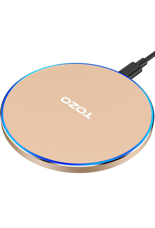 New Anti-Slip Wireless Charger 15W Max Fast Charging Pad Compatible w/ iPhone,Samsung Galaxy - Champagne