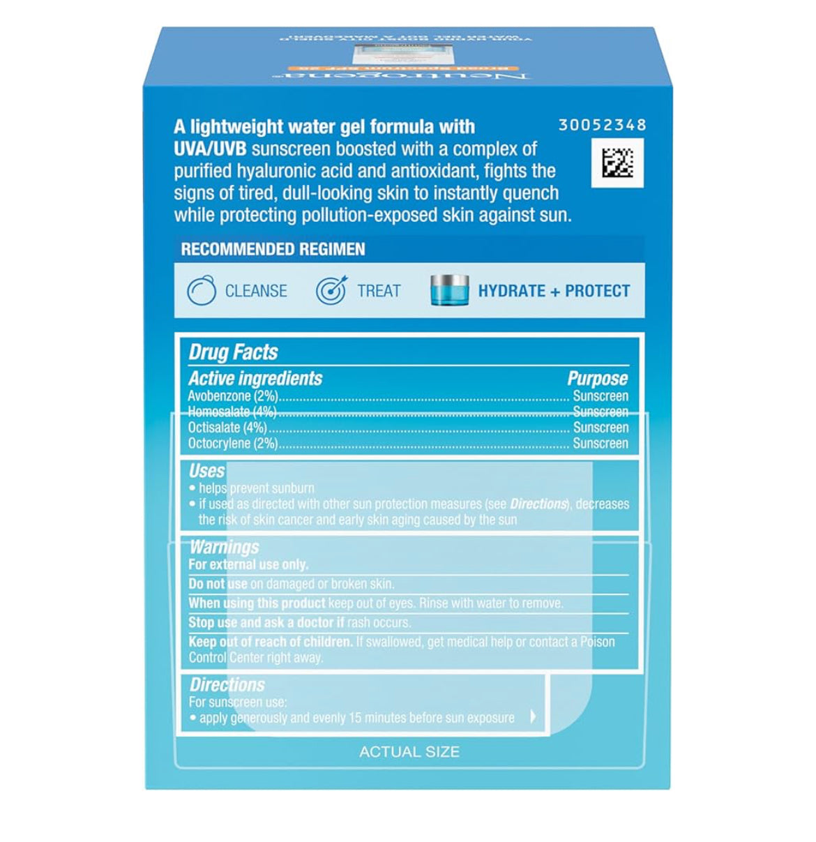 Neutrogena Hydro Boost City Shield Water Gel Gesigbevogtiger SPF 25 met Hialuronzuur, Olievrye en Nie-komedogeniese Gesigsroom (1.7 oz)
