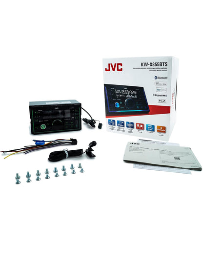 JVC KW-X855BTS Bluetooth-motorstereo-digitale media-ontvanger met USB-poort, AM/FM-radio, MP3-speler, Amazon Alexa, Android, iPhone, dubbel-DIN, 13-band EQ