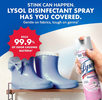 Lysol Ontsmettingssproei, Saniterende en Antibakteriese Sproei, Vir Ontsmetting en Ontgeuring, Vroeë Oggendbries, 1 Tel, 370 ml elk, Verpakking mag verskil