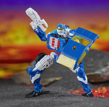 Transformers Legacy United Deluxe Klas Robots in Disguise 2001 Universe Autobot Side Burn, 5.5-duim Omskepbare Aksiefiguur, 8+