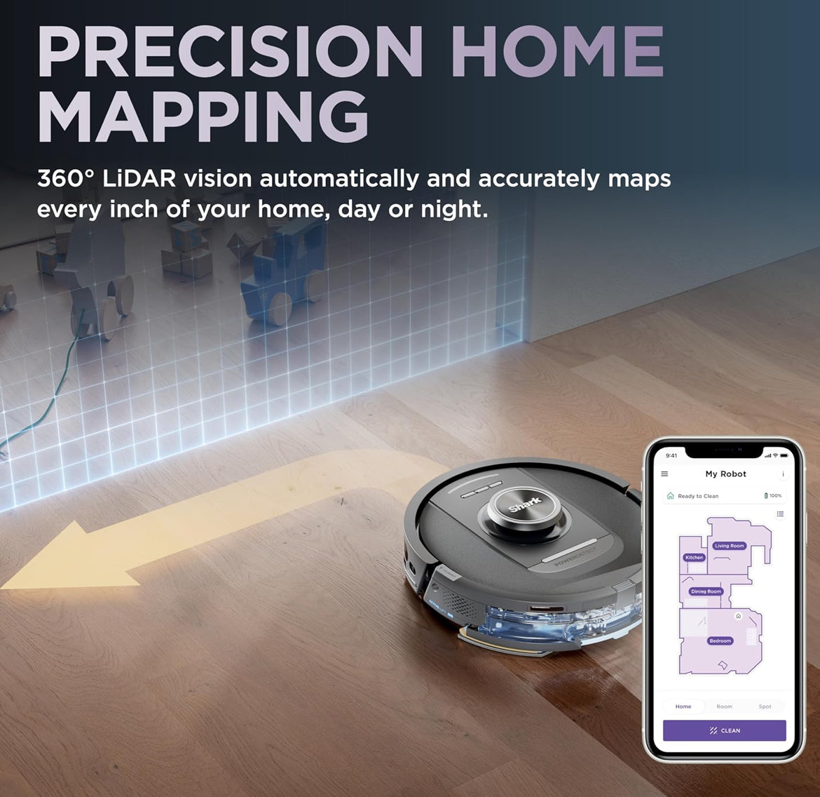 Shark Robot Vacuum & Mop Combo, PowerDetect NeverTouch, Self-Emptying & Self-Refilling
