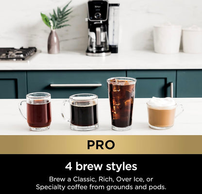 Ninja Drupkoffiemaker met K-koppie-kombinasie, DualBrew Pro Spesialiteitkoffiestelsel, 12 Koppie Enkelbediening-koffiemakers met Papierfilter (CFP301)