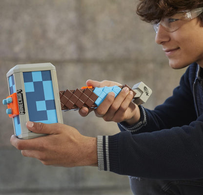Nerf Minecraft Stormlander Dart-Blasting Hammer, Fires 3 Darts, Includes 3 Official Elite Darts, Pull-Back Priming Handle