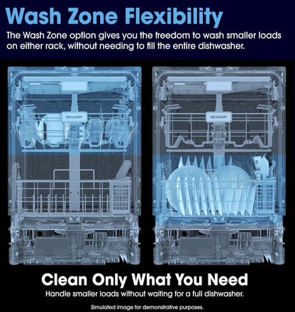 Sharp SDY6735DNS 24 in. Top Control Handle 49 dBA Dishwasher
49 dBA Quiet Operation, 16 Place Settings, Third Rack, Auto Door Open Drying