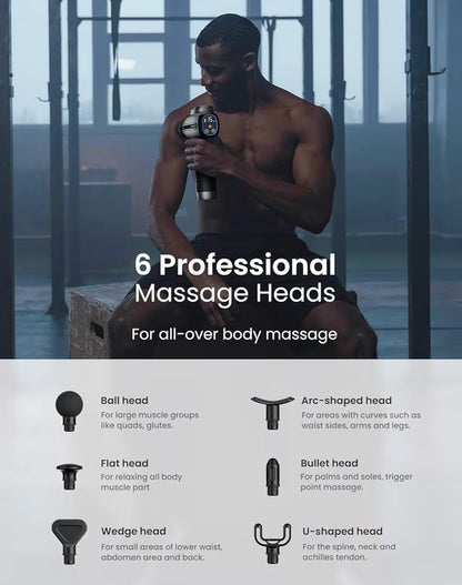 Massage Gun Deep Tissue, Percussion Muscle Massage Gun Electric Handheld Massager Gun - Gray