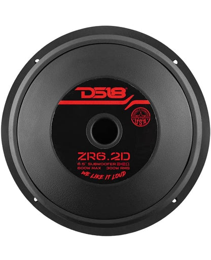 DS18 Elite-Z ZR6.2D 6.5" Motorkar Subwoofer 600 Watt Maks Krag Dubbele Spreekspoel 2-Ohm (1 STUK)