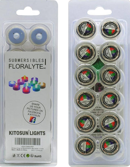 KITOSUN Submersible LED Lights cr2032 Battery Powered Underwater Waterproof LED Tea Light Candles for Events Wedding Centerpieces Vase Floral Xmas Holidays Home Decor Lighting(Pack of 12) (Red)