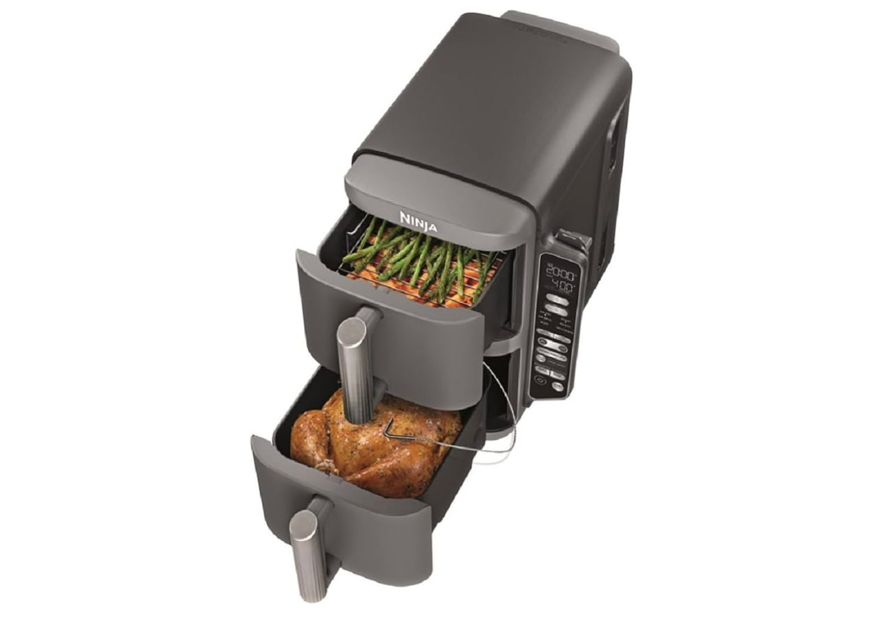 Ninja DoubleStack XL Smart 2-Basket Air Fryer, Smart Cook System, DoubleStack Technology Cook 10 QT, 6-in-1, Smart Finish & Match Cook, Air Fry, Broil, Bake (SL451)
