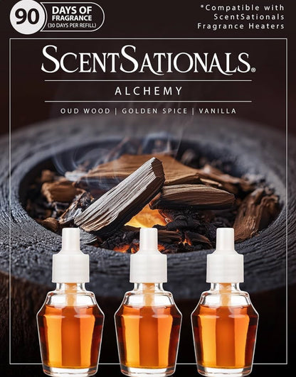ScentSationals Alchemy Fragrance Oil Plug In Air Freshener Refills 3-Pack - Works w/ Scentsationals Wall Plugs - Packaging May Vary