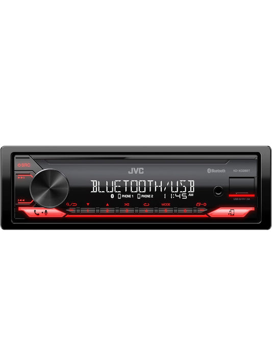 JVC KD-XD28BT Bluetooth-motorstereo met USB-poort – AM/FM-radio, MP3-speler, hoëkontras-LCD, 50 Watt, Verwyderbare Voorpaneel – Enkel-DIN – 13-band-EQ